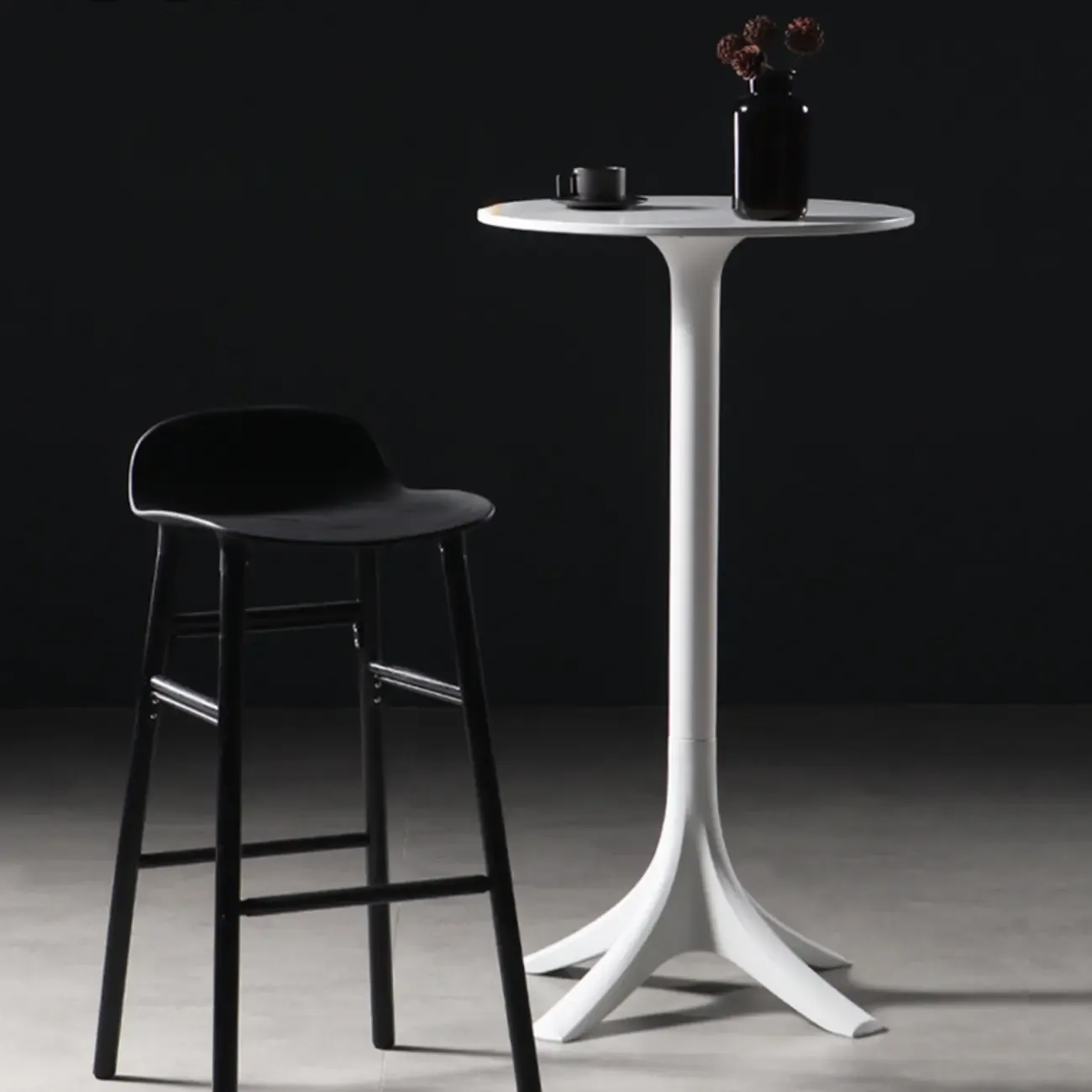 White Round Acrylic Tall Bistro Table Pedestal Base