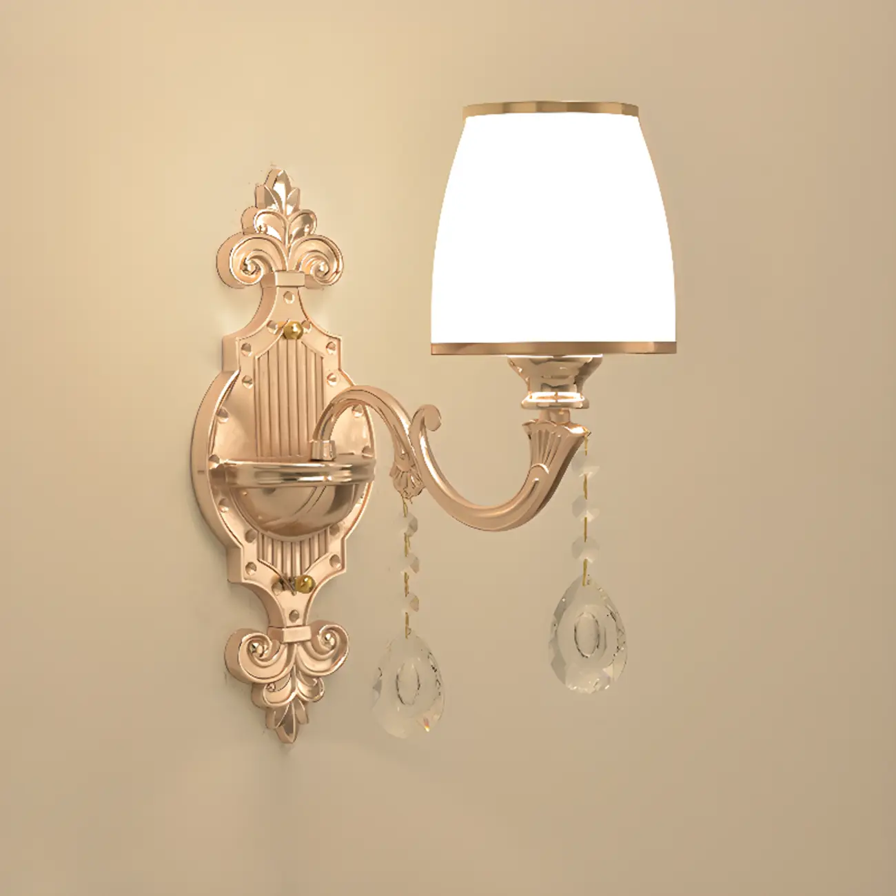 Mini Antique Gold Wall Sconce with Geometric Crystal Shade