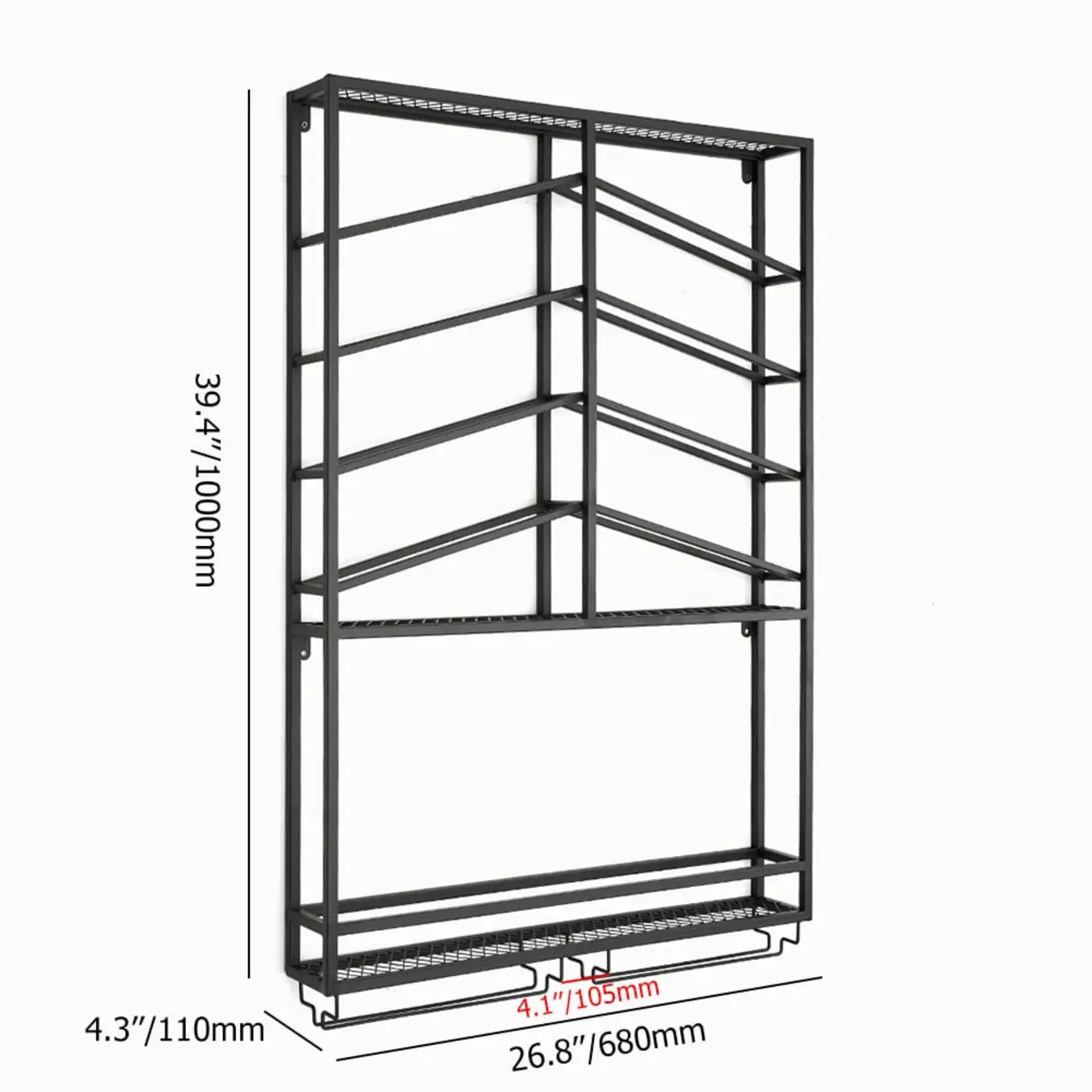 Hanging Industrial Metal Black Wine Rack Wall Mounted