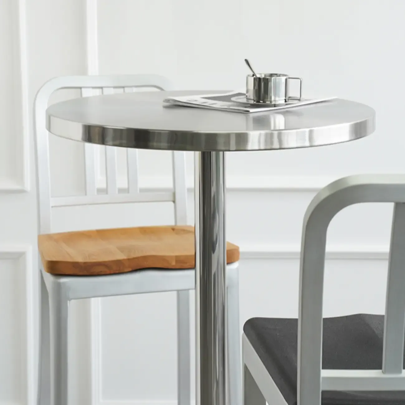 Industrial Silver Stainless Steel Bar Table