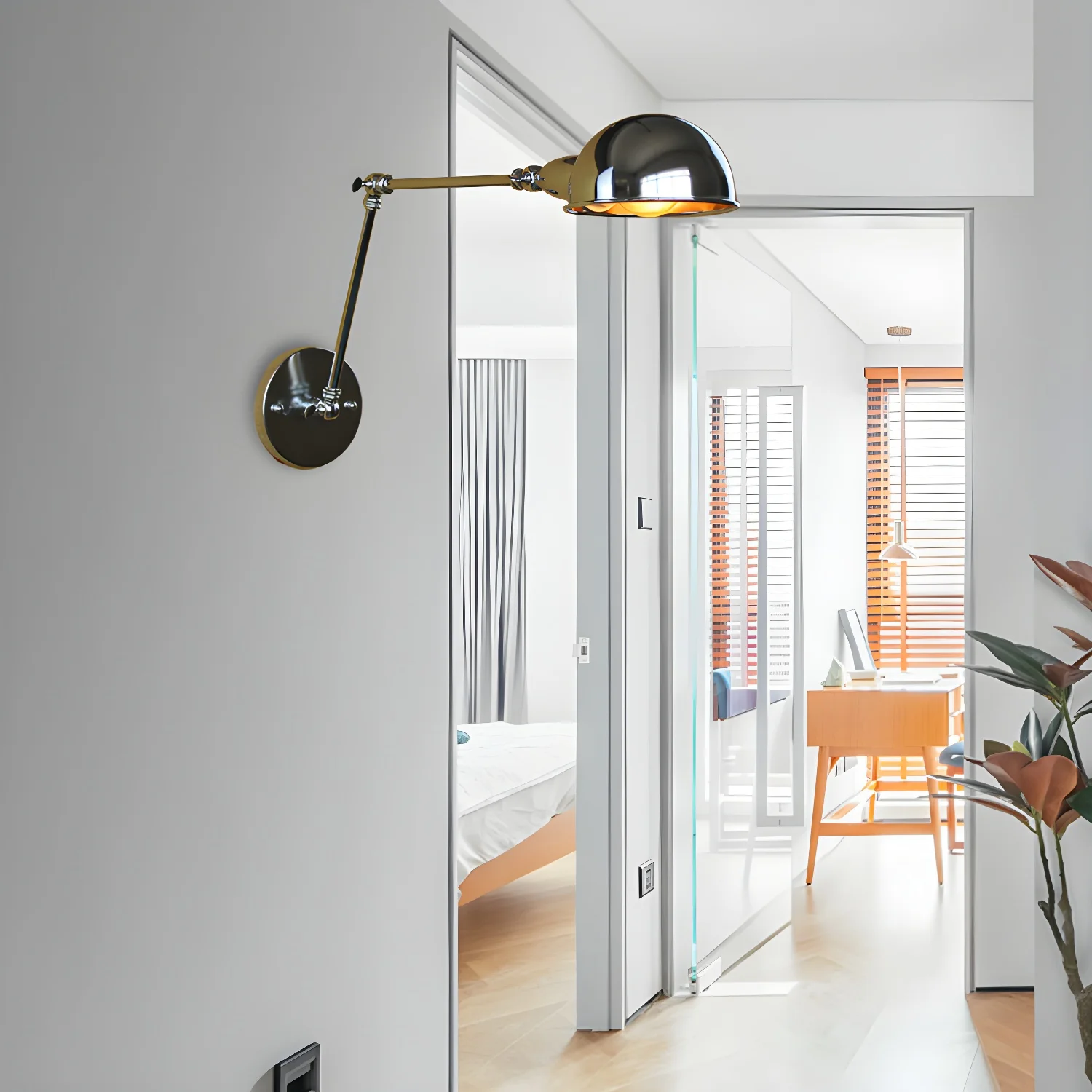 Retro Dome Metal Swing Arm Wall Light