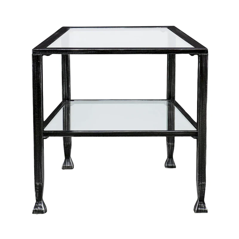 SEI Furniture Glenn Black Rectangle Metal Coffee Table with Glass Top and Bottom Shelf
