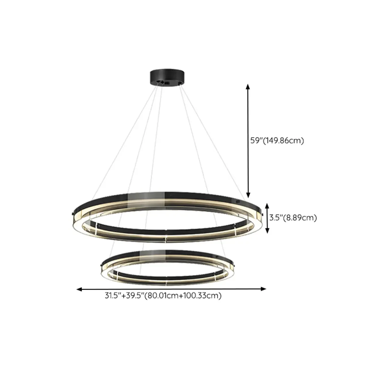 Modern LED Round Metal Chandelier with Flexible Height