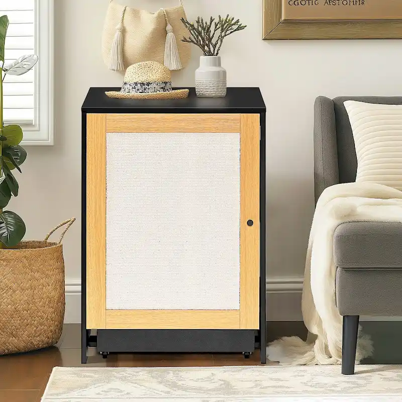 Cat Litter Box Enclosure, Hidden Cat Washroom, Kitty End Table, Litter cabinet with sisal door