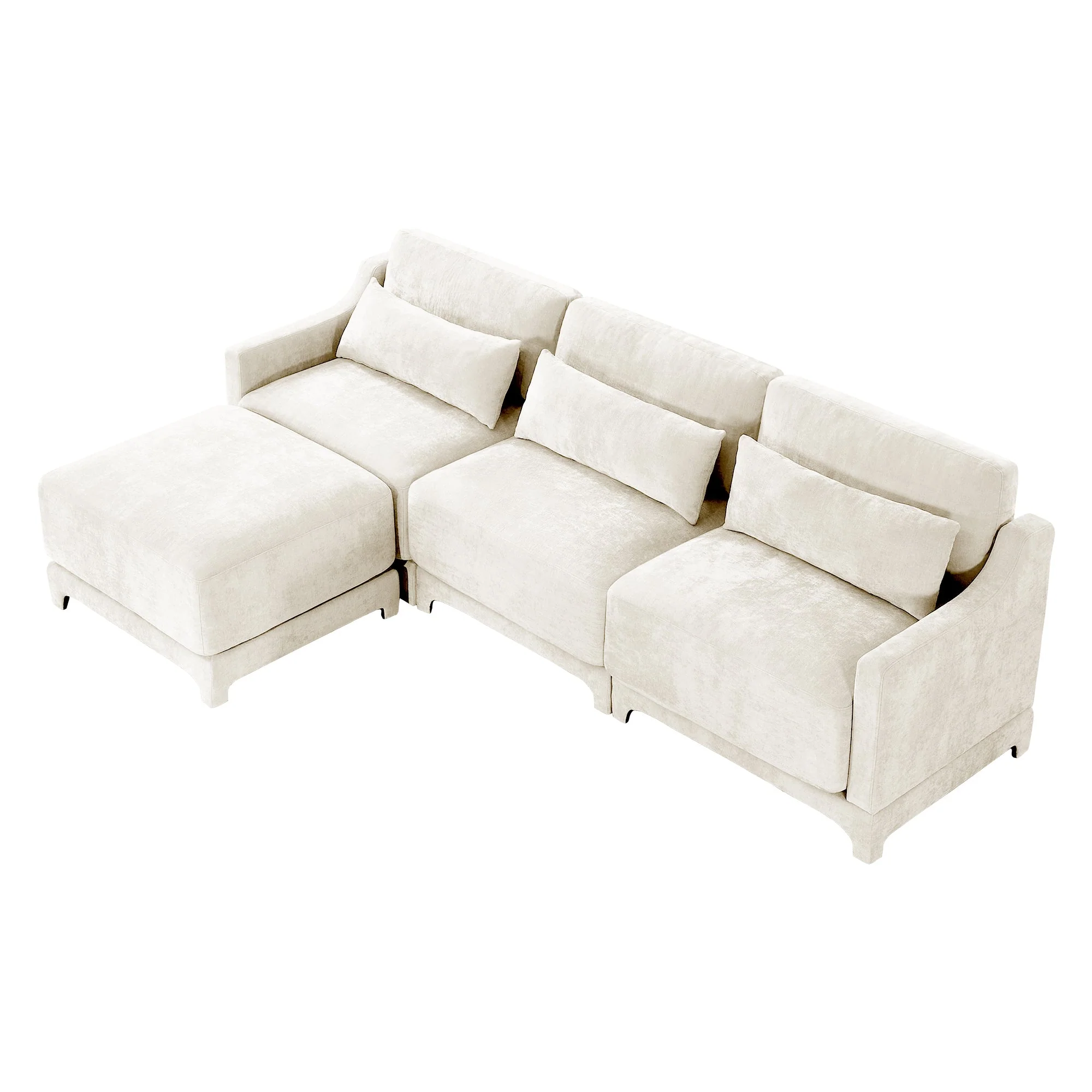 Walker Edison | High-Resilience Foam Chenille Sectional Sofa with Ottomans