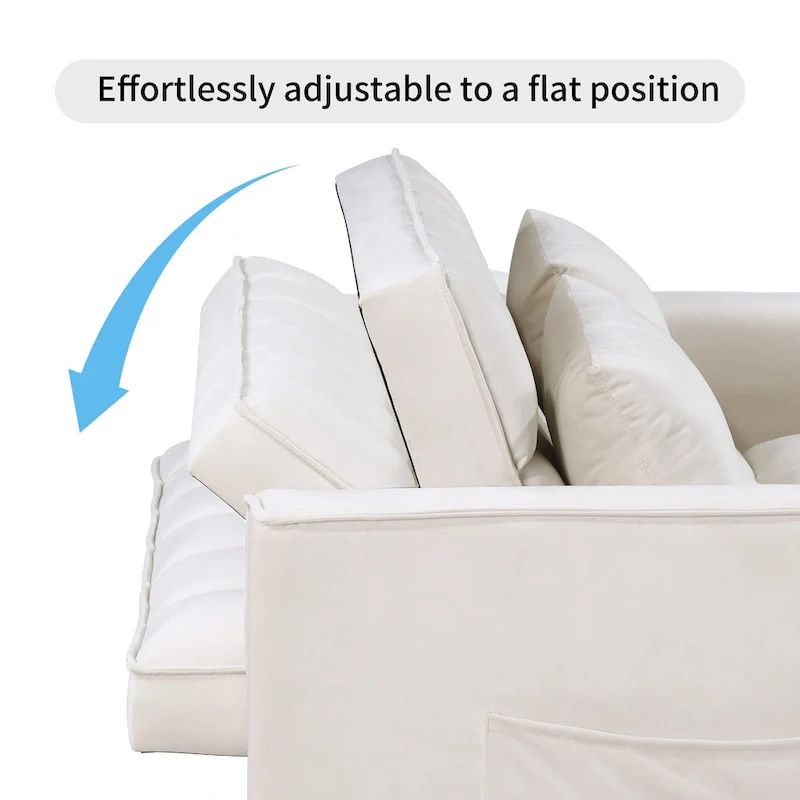 Modern 68 Length Tufted Convertible Loveseat Sleeper Sofa Bed - 68L x 55W x 20H