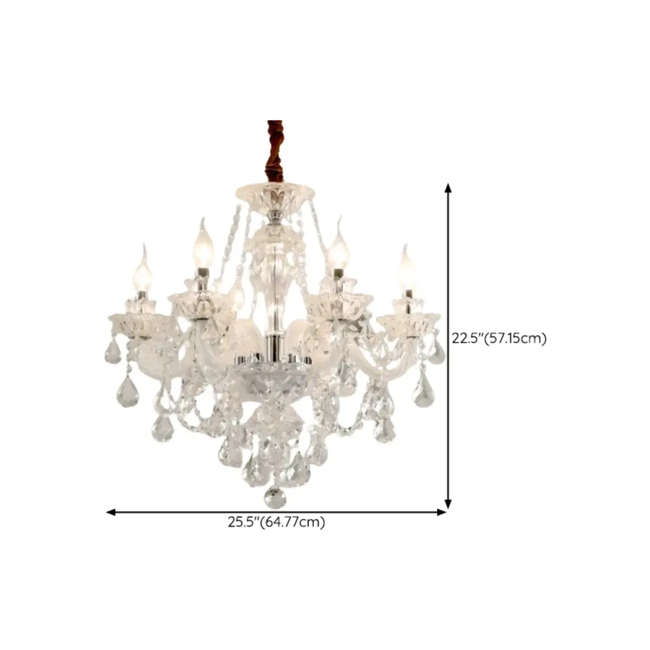 Sophisticated Clear Candelabra Shadeless Crystal Chandelier