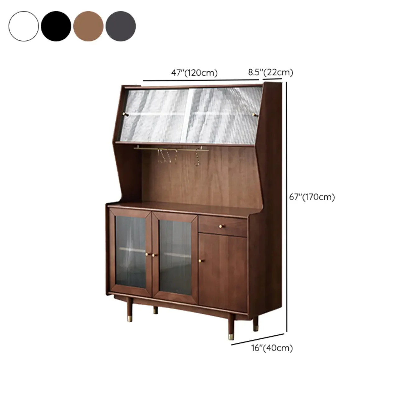 Modern Espresso Wood Versatile Kitchen Cabinet