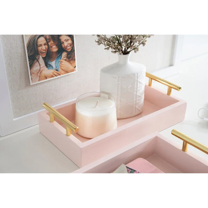 Kate and Laurel Lipton Rectangle Wood Tray Set - 2 Piece