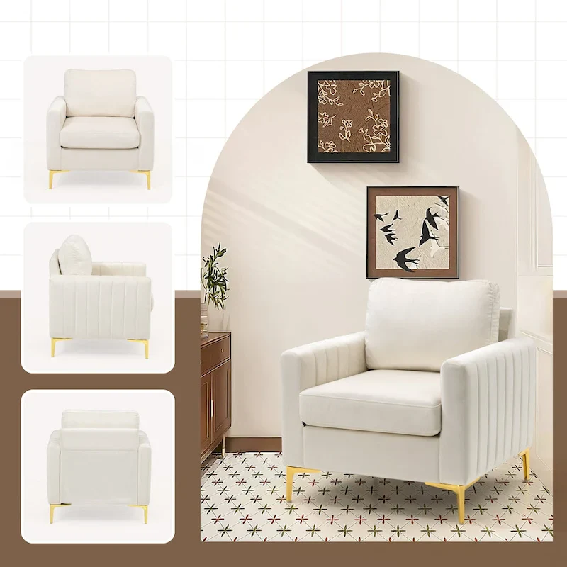 Pellebant Modern Upholstered Accent Armchair Club Chair