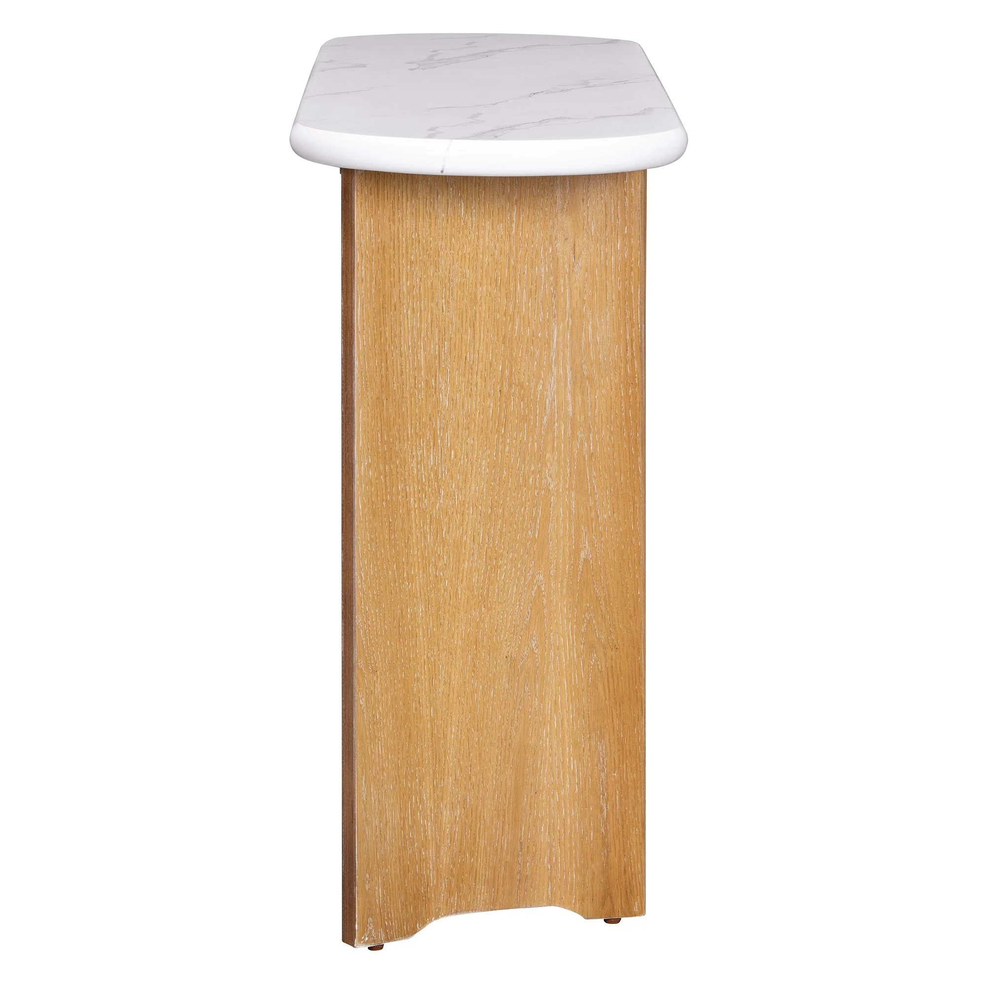 Walker Edison | Oval Faux Marble Top Console Entryway Table