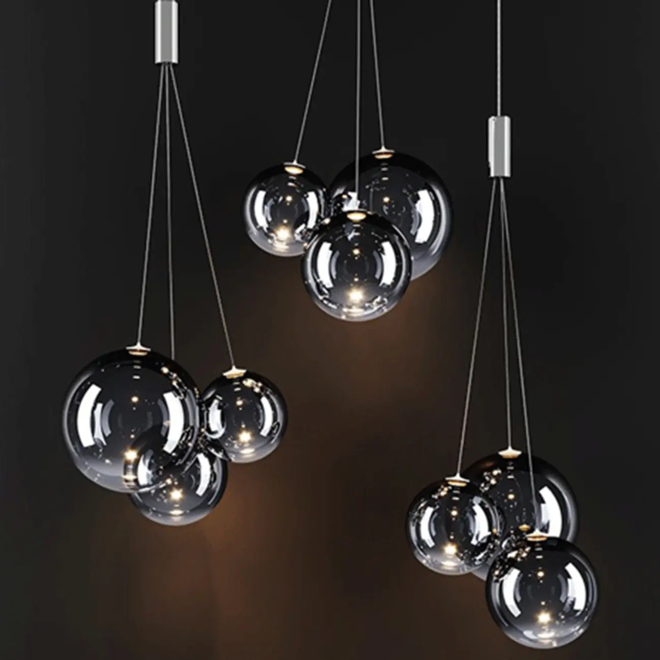 3-Light Mini LED Glass Ball Chandelier with Modern Design