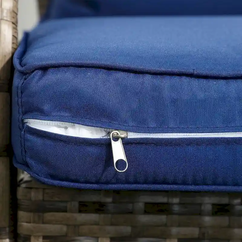 Patio Wicker Adirondack Chair, All-Weather Rattan Fire Pit Chair Soft Cushions, Tall Curved Backrest and Armrests