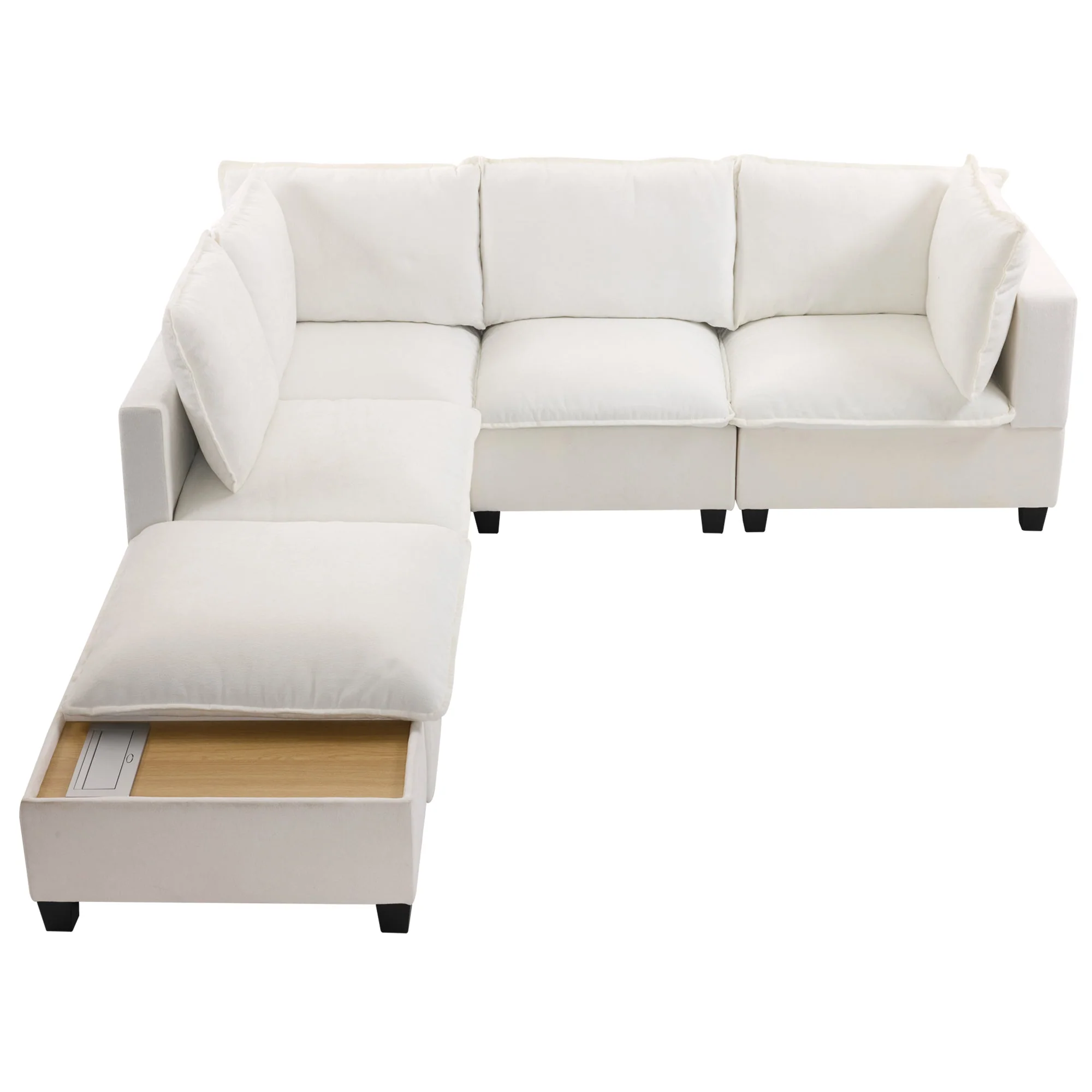 Walker Edison | Cloud Modular U-shaped Sectional Sofa with Ottoman and Coffee Table