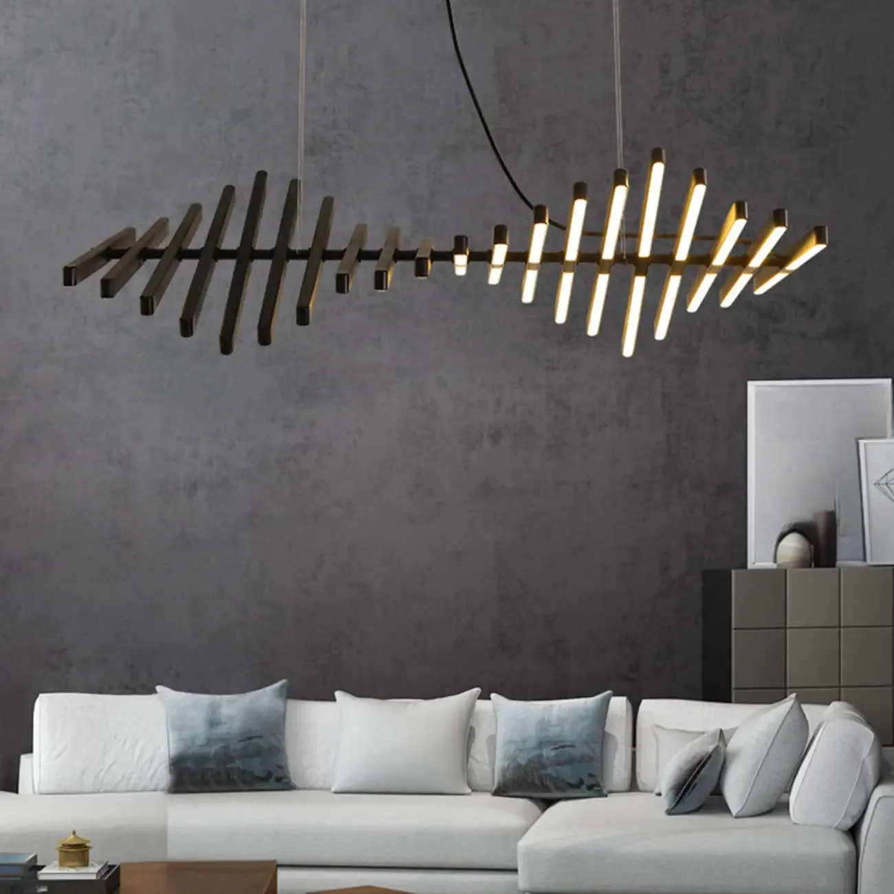 Stylish Linear Acrylic Island Pendant Light in Remote Control