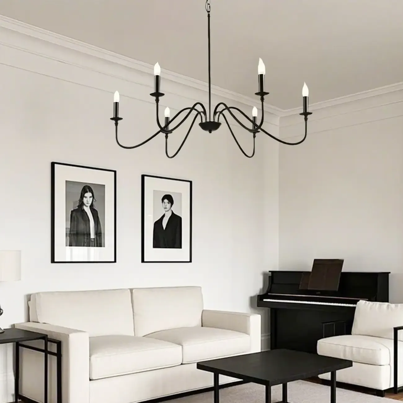 Industrial 6-Light Metal Vintage Candelabra Chandelier