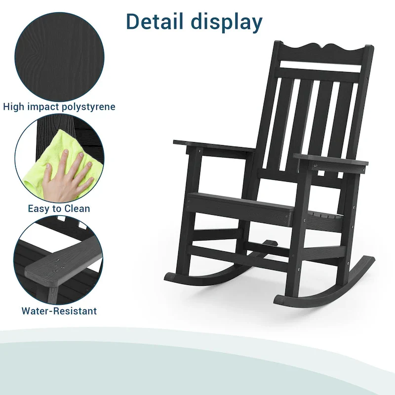 BONOSUKI Patio Adirondack Rocking Chair,Fire Pit Chair Weather Resistant