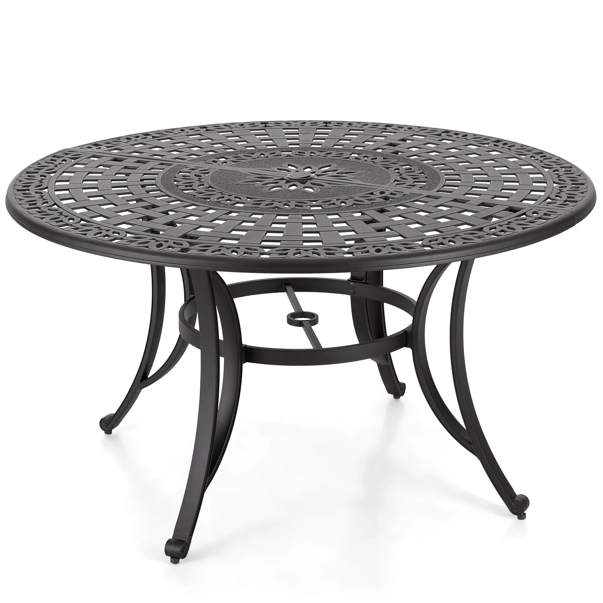 MAISON ARTS Cast Aluminum Dining Chairs/Patio Dining Set with Round Dining Table & 6 Cast Aluminum Patio Chairs