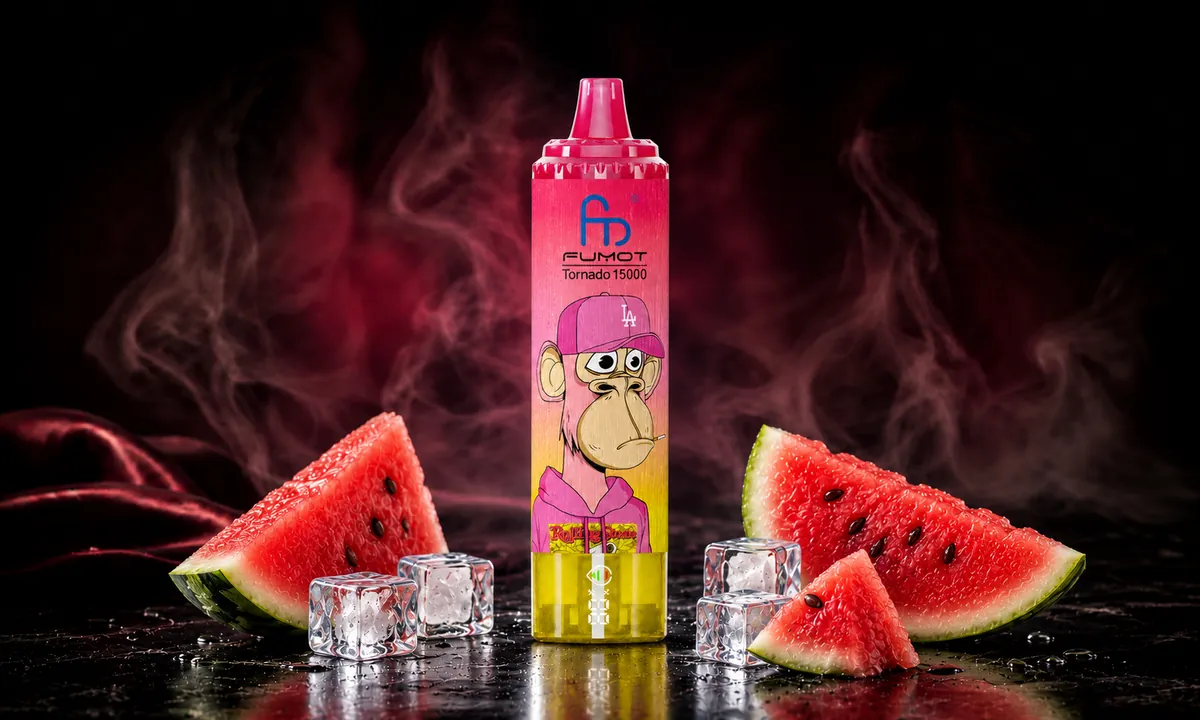FUMOT Tornado 15000 Lush Ice – E-Zigarette in einer atmosphärischen Produktszene