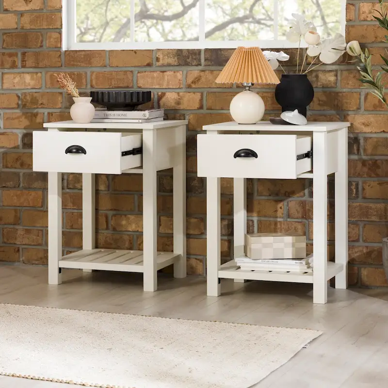 One-Drawer Farmhouse Nightstand, Set of 2