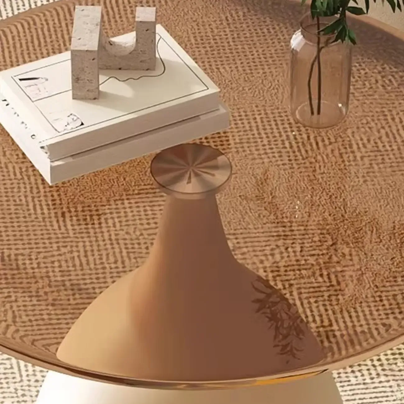 Classic Glass Pedestal Base Circular Chairside Table - Table Only