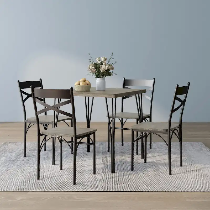DH BASIC Small Space 4-Person Dining Set by Denhour