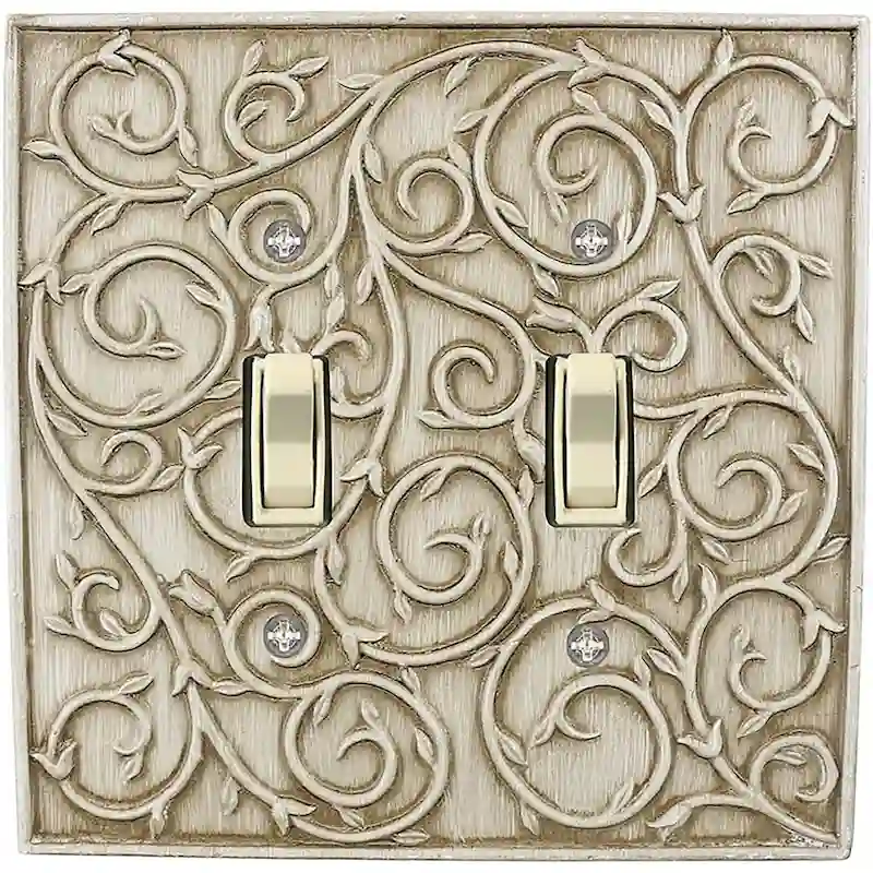Meriville French Scroll 2 Toggle Wallplate, Double Switch Electrical Cover Plate