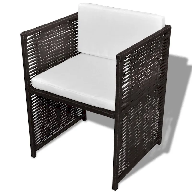 vidaXL Patio Bistro Set 3 Piece Garden Wicker Chair with Cushions Poly Rattan