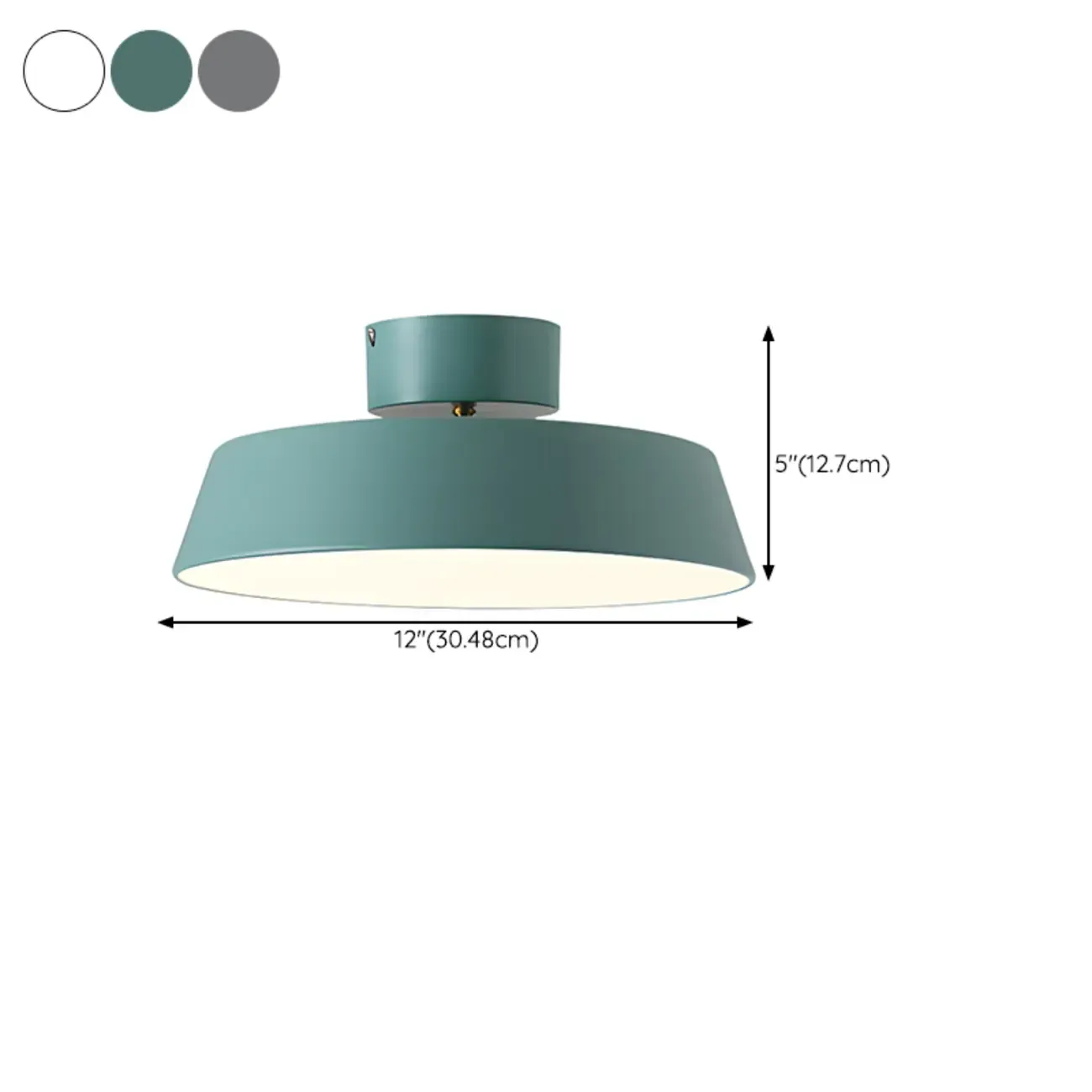 Modern Metal Drum Dimmable Semi Flush LED Ceiling Light