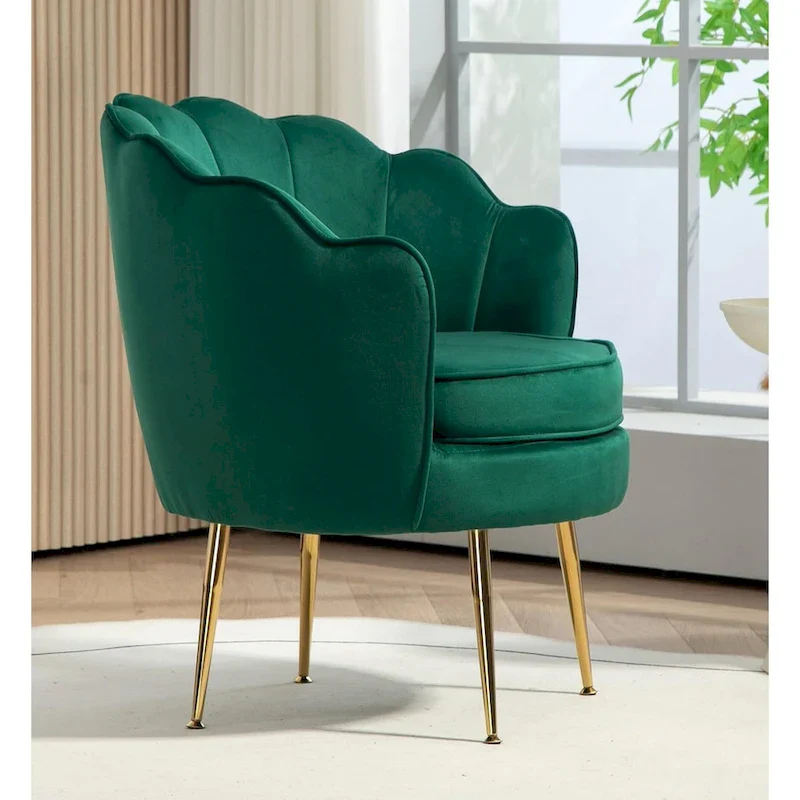 Cavett 28.3 Wide Velvet Barrel Chair with Gold Metal Legs