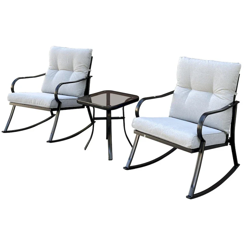 Rocker Set Chair and Teapoy Off-White