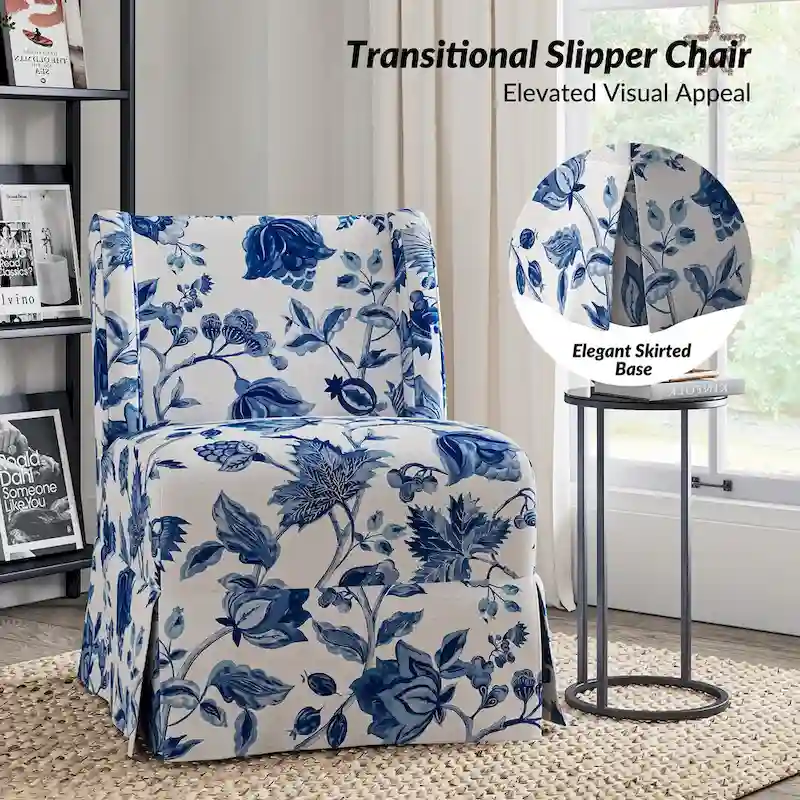 Falk Upholstered Farmhouse Armless Chair with Slipcover and Solid Wood Legs by HULALA HOME