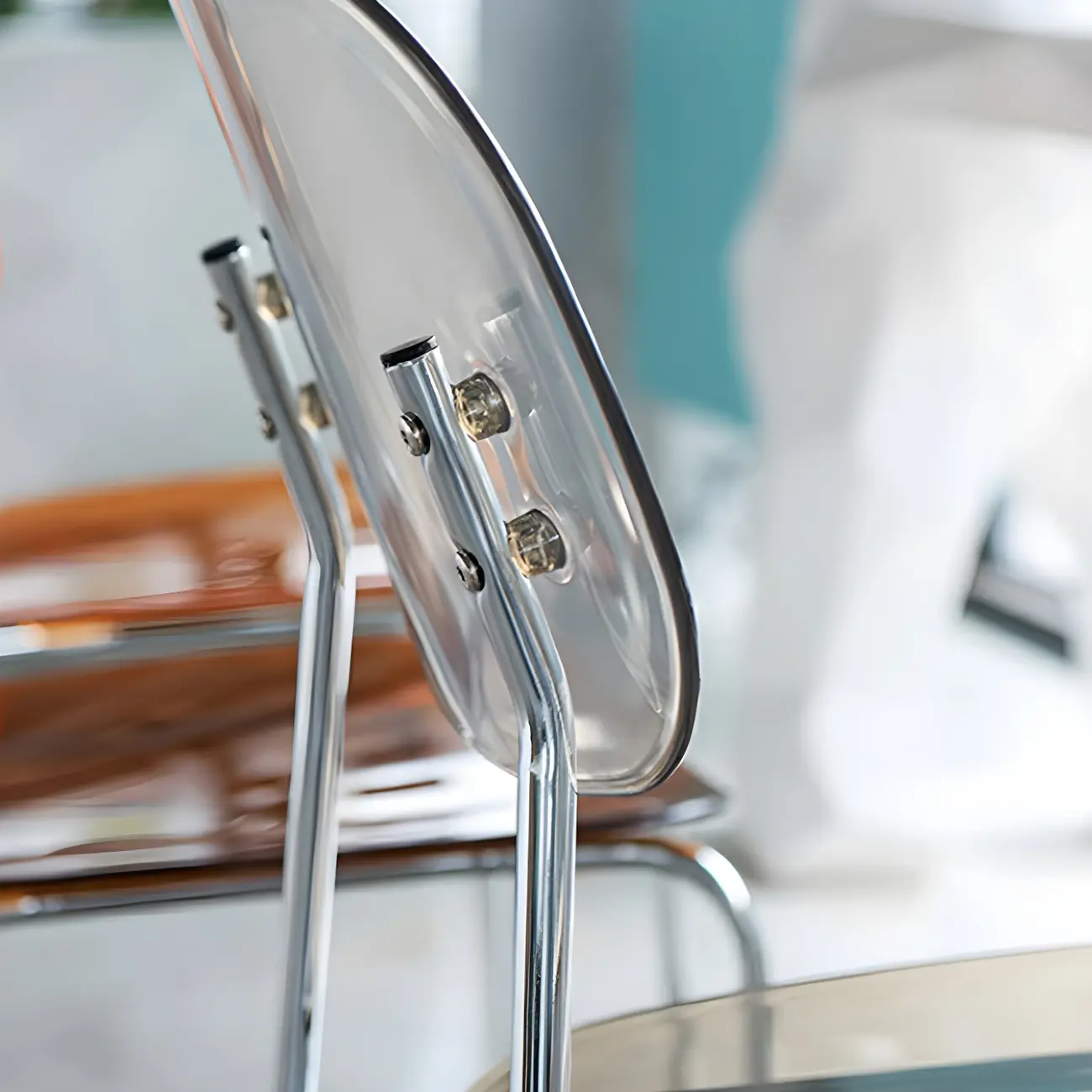 Scandinavian Square Seat Counter Height Acrylic Bar Stools