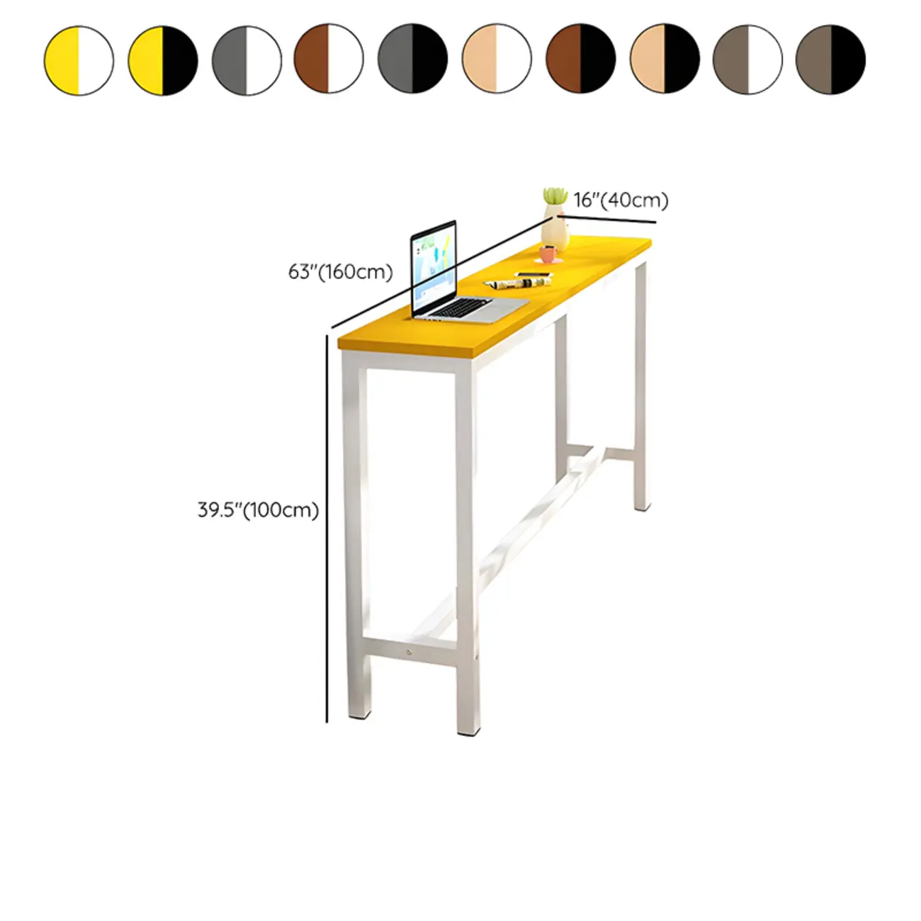 Grey Rectangle Wood Metal Footrest Bar Tables