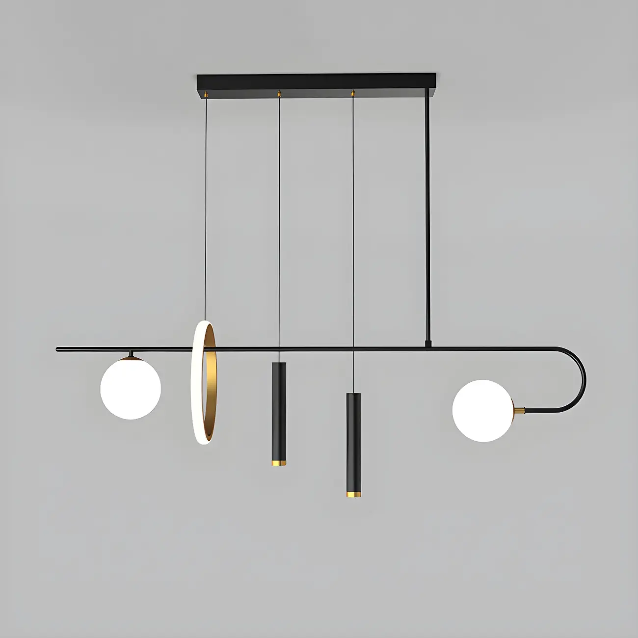 Modern Black LED Linear Kitchen Island Chandelier