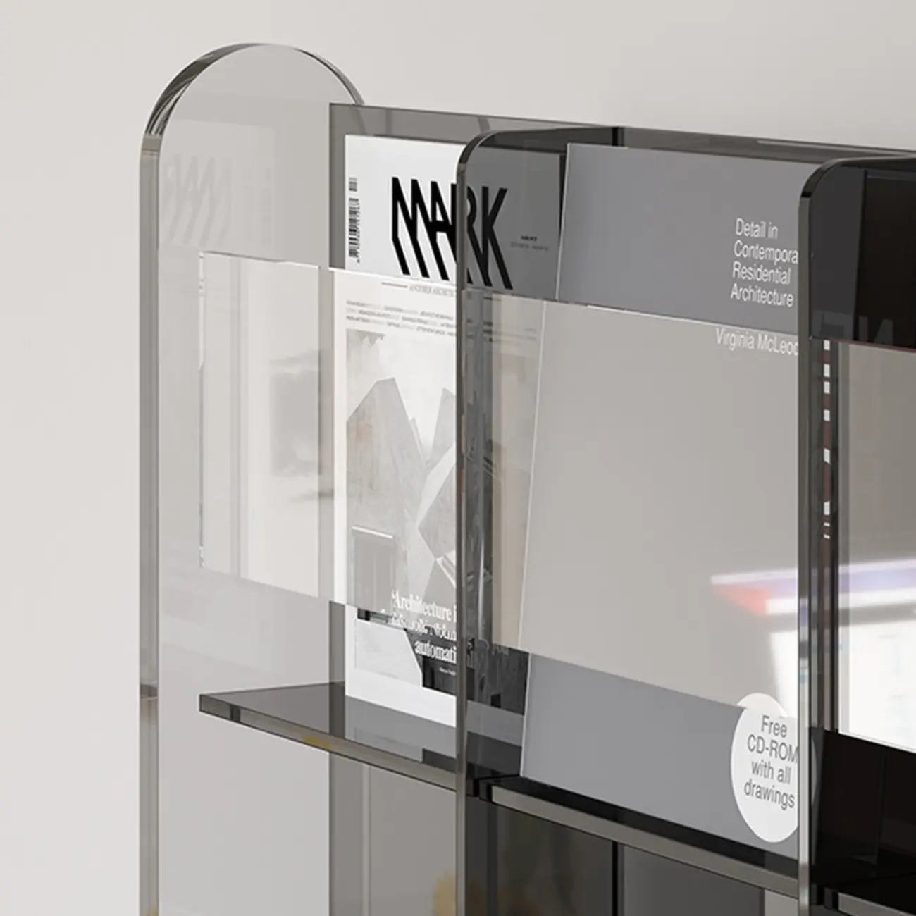 Vertical Acrylic 4-Shelf Closed Back Display Bookcase