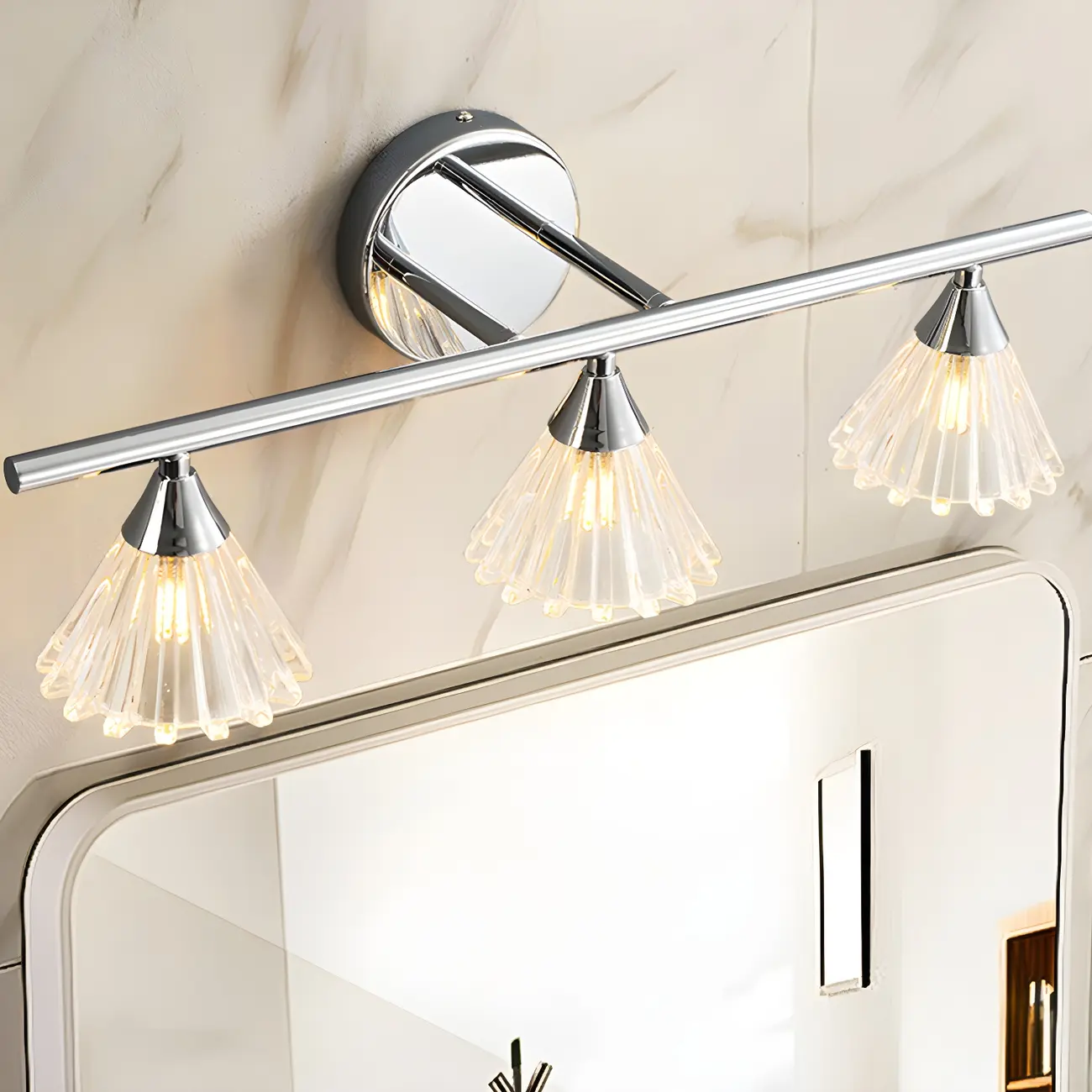 Modern Bell Glass Silver Bathroom Vanity Light