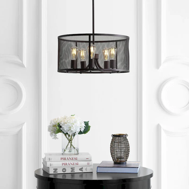 SAFAVIEH Lighting Kane Adjustable 5-light LED Brass Pendant - 20 W x 20 D x 44 H