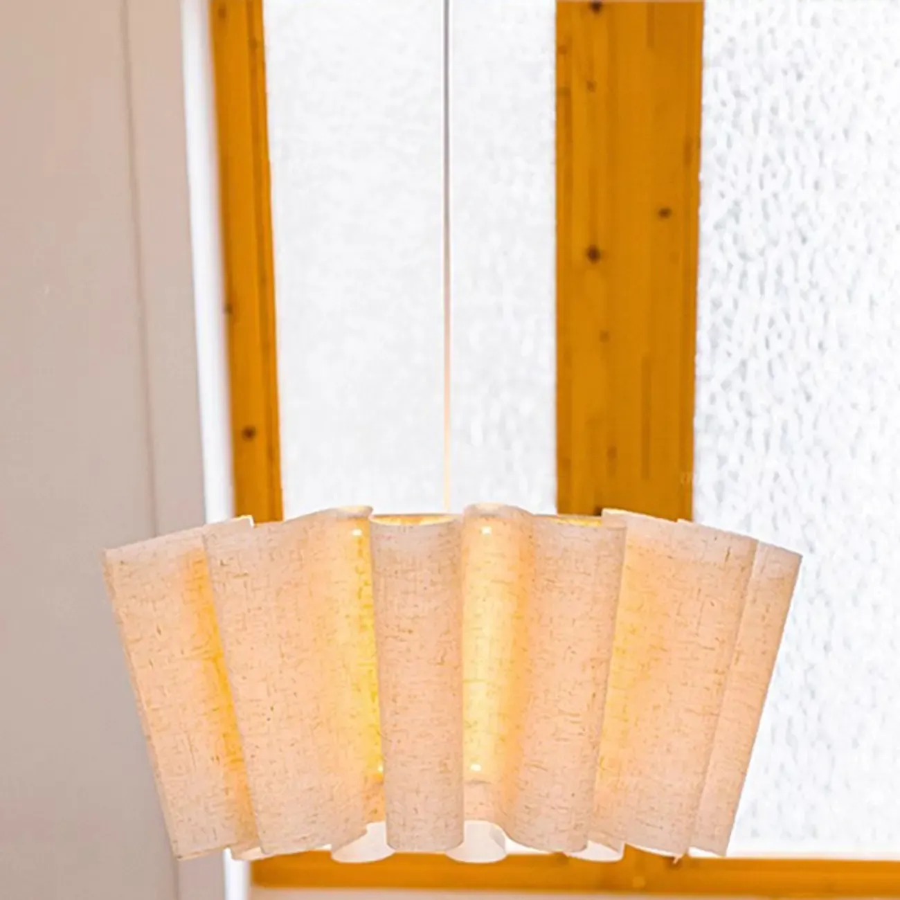 White Linen Wave Design Modern Fabric Chandelier Light