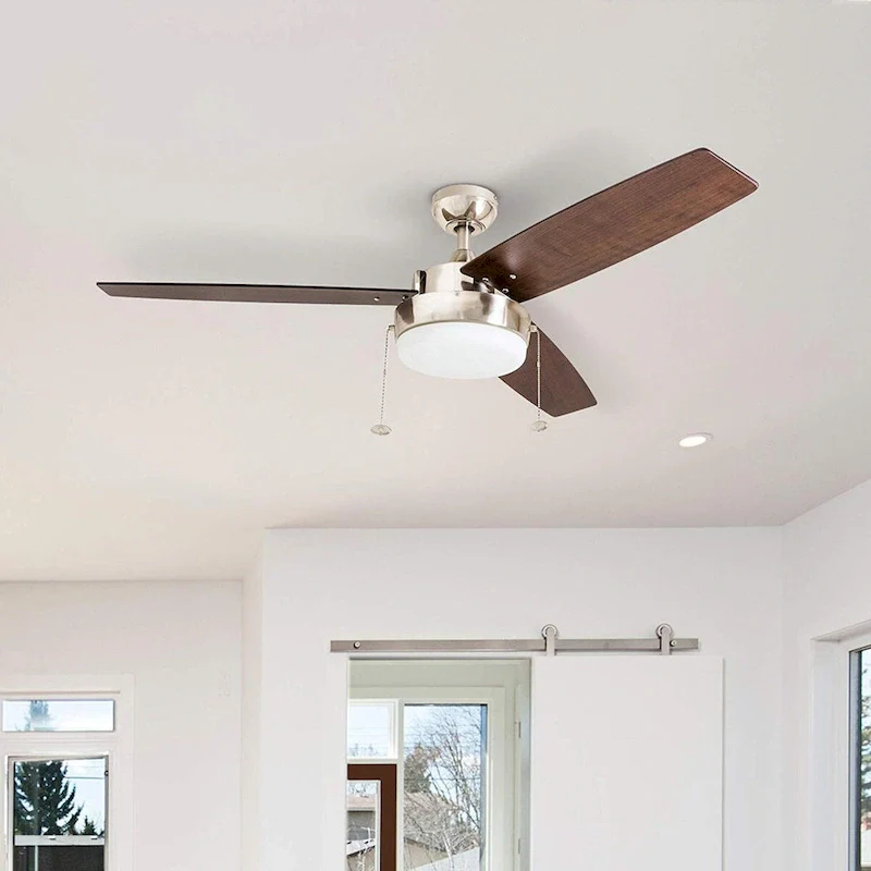 Copper Grove Andreas 52-inch Brushed Nickel LED Ceiling Fan with 3 Barnwood Blades