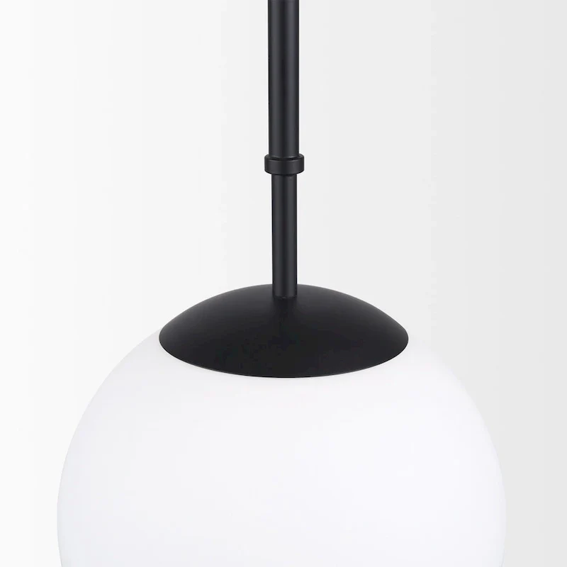 Edie Matte Black Metal w/ Frosted Glass Globe 1-Light Pendant - 12.0L x 12.0W x 54.0H