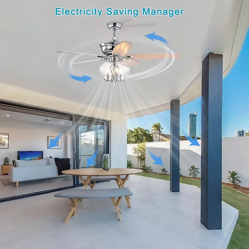 Bella Depot 52  Modern Matte Silver Ceiling Fan with Remote Control and Light Kit, 3-Speed Reversible Blades - 52 Inches