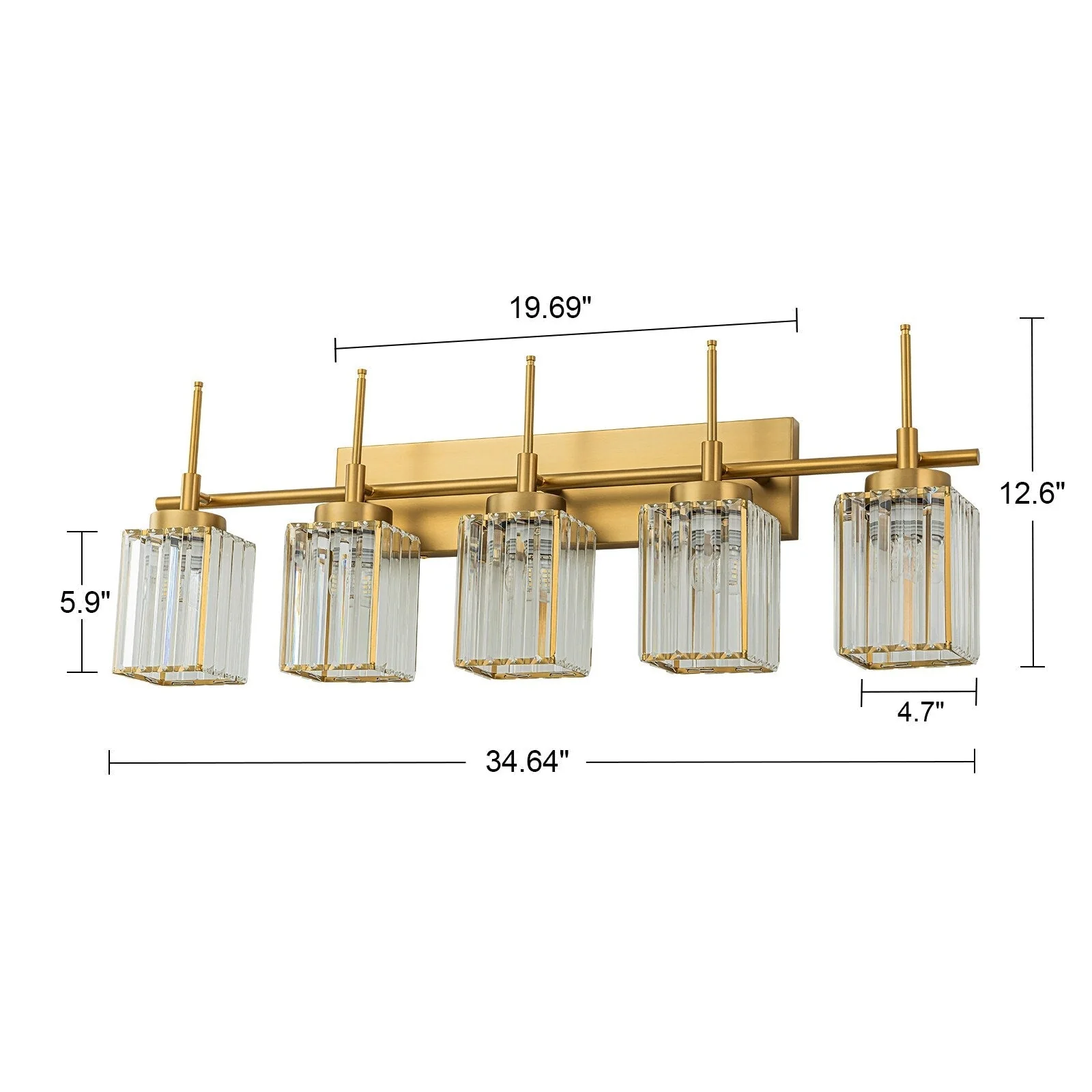 Modern Gold Dimmable Wall Light Glam Cylinder Bathroom Crystal Vanity Light Wall Sconces
