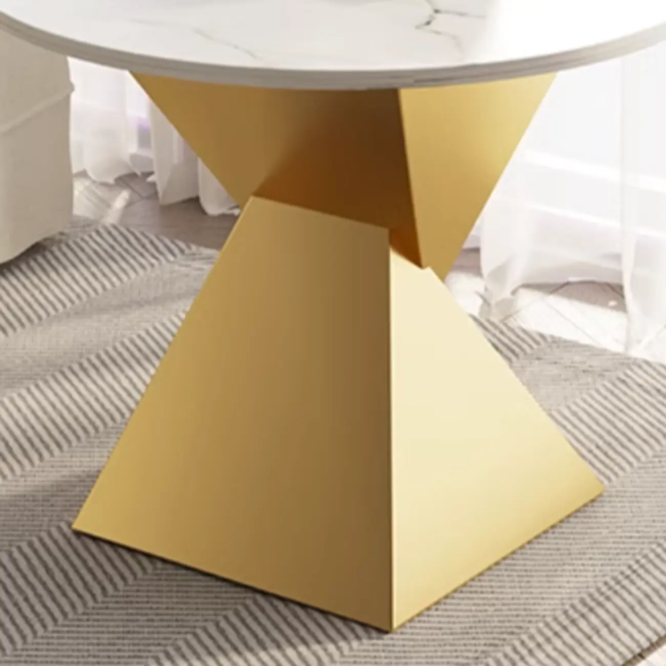 Living Room Black Iron Stone Twisted Side Table