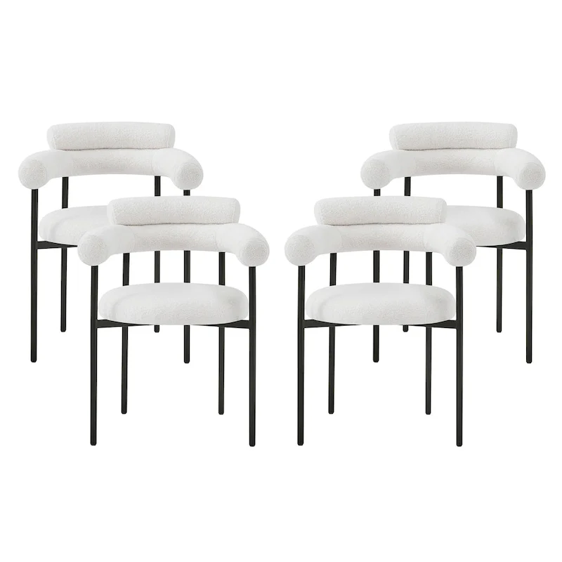 Naci Modern Fabric Arm Dining Chairs with Metal legs by Christopher Knight Home