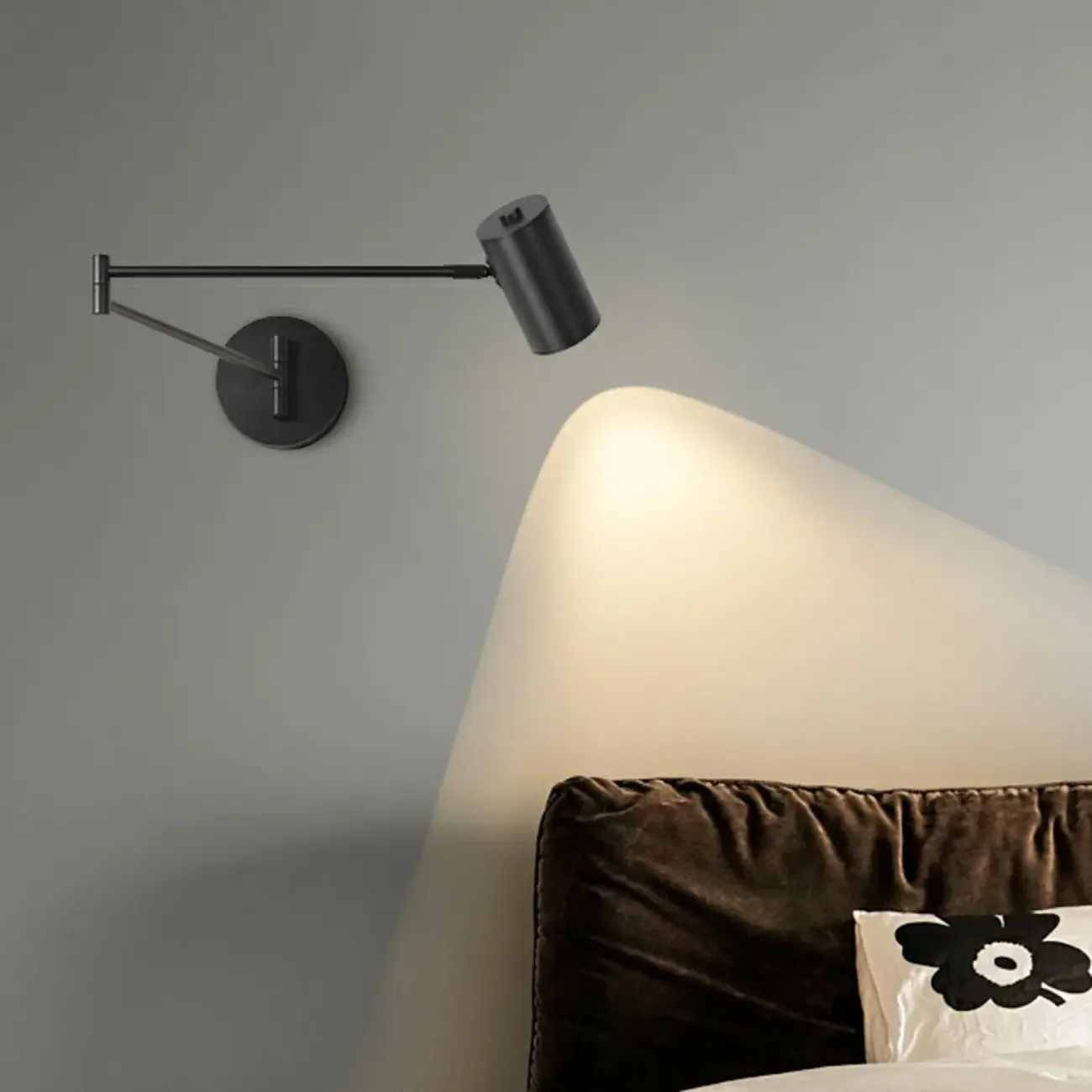 Solid Color Metal Swing Arm Wall Light with Cylinder Acrylic Shade