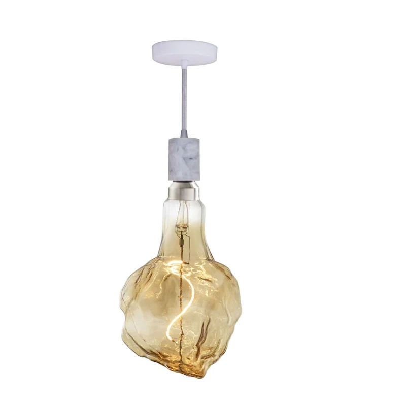 Bulbrite LED Grand Bulb and Pendant Kit of (1) 4 Watt Antique Glass 13  Glacier Shaped Bulb