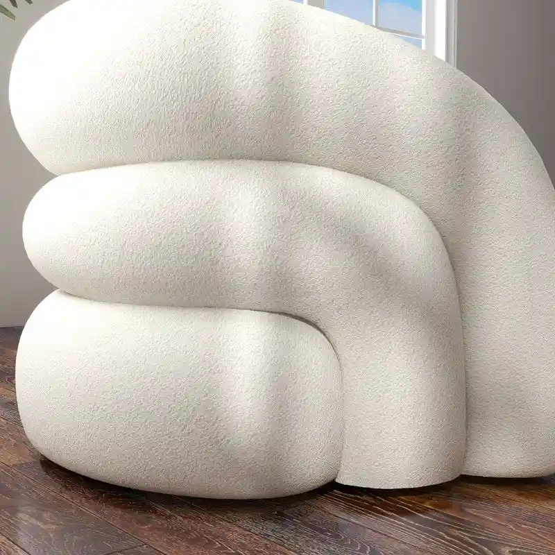 SEYNAR Modern Glam 360 Degree Swivel Teddy Upholstered Accent Armchair with Tufted Back