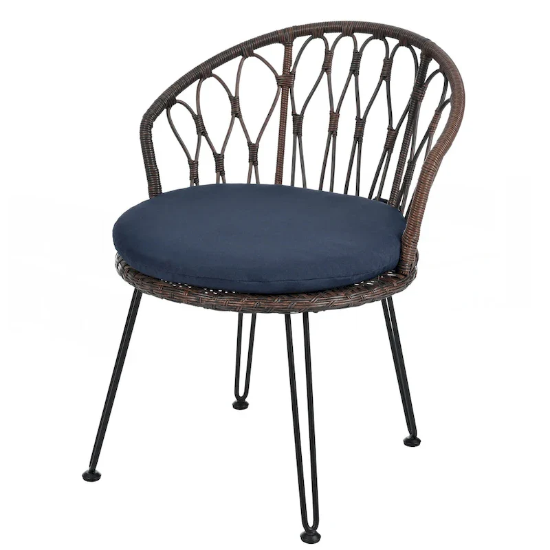 2 Rattan Single Chairs with A Glass Round Table