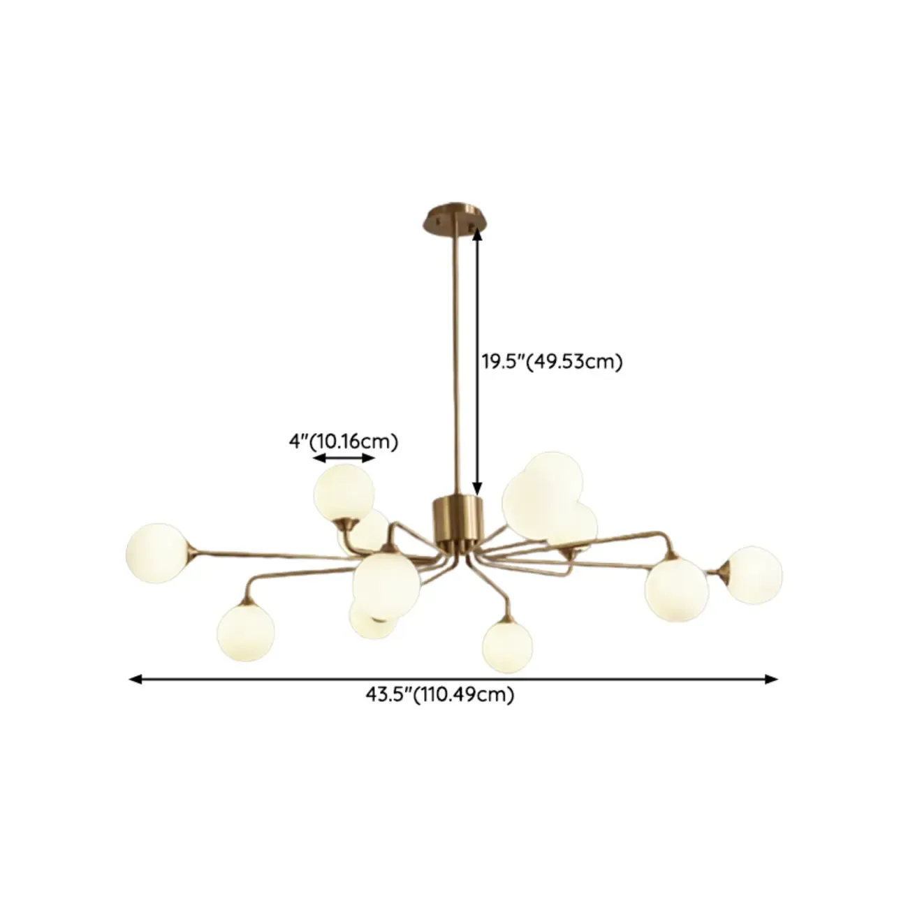 Adjustable Brass Modern Globe Glass Sputnik Chandelier